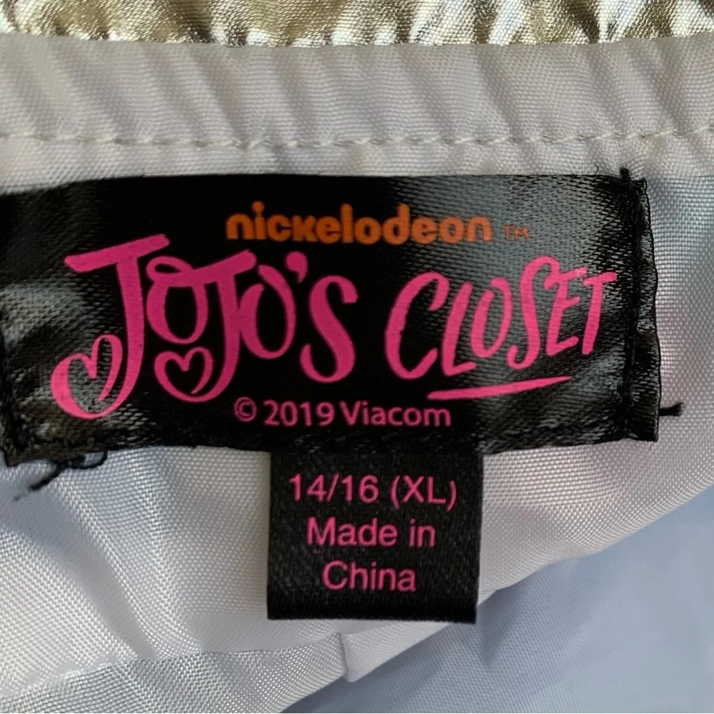 JoJo's Closet Silver & Rainbow Stripes Bomber Jacket Girls Size XL 14/16